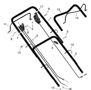 Handle Assembly Diagram and Parts List for 21545X6A 1996 Briggs and Stratton Lawn Mower